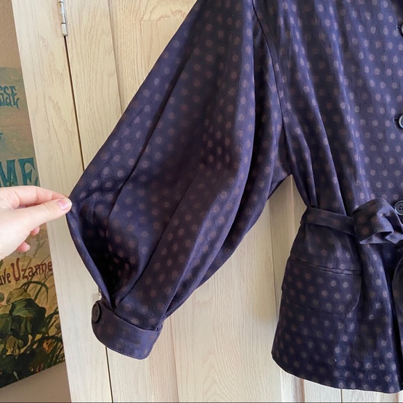 BCBGMAXAZRIA Polka Dot Dolman Bishop Sleeve Belted Jacket | Size XS - Picture 6 of 8